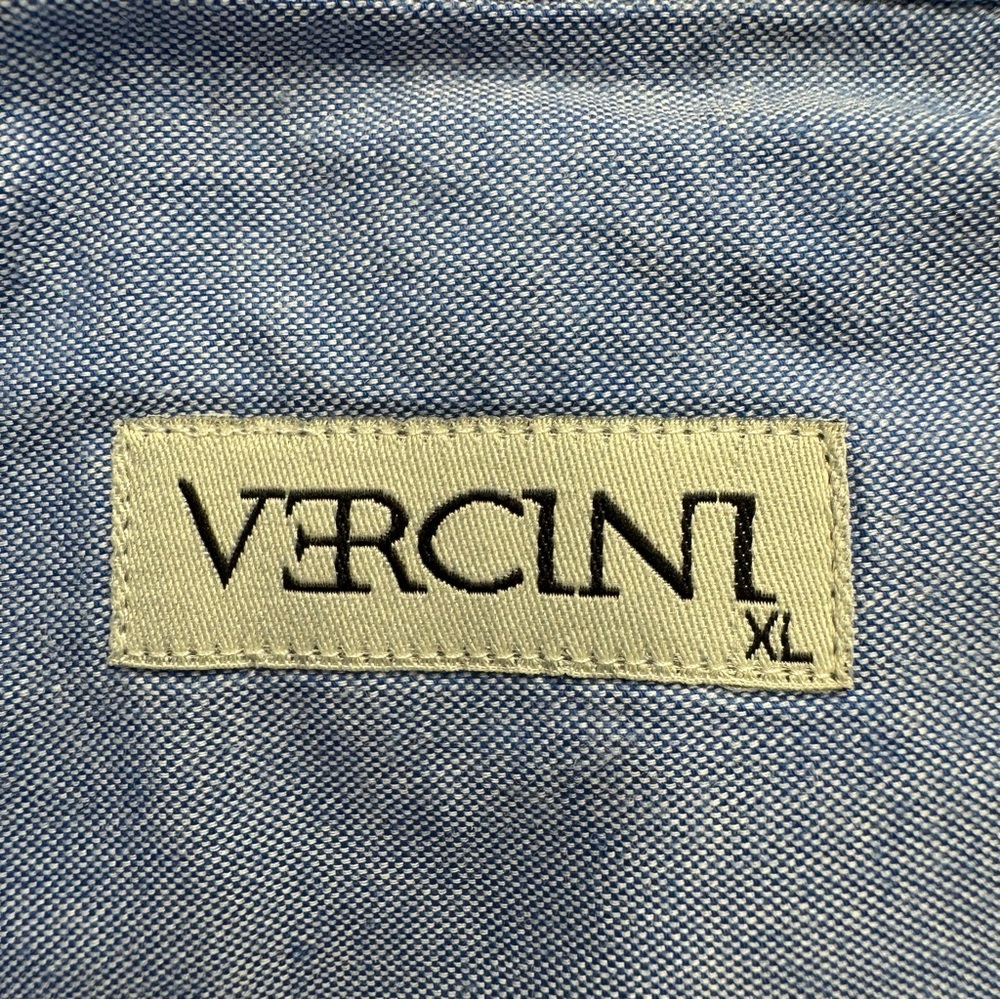 Vercini Blue Purple Geometric Long‎ Sleeve Button Down Shirt XL 100% Cotton #222 - Picture 8 of 8